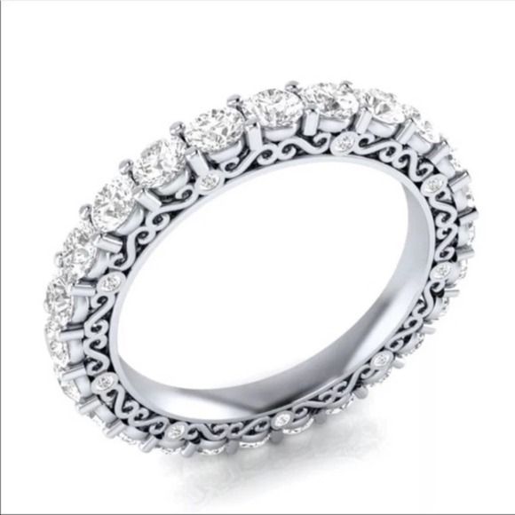 Sterling Silver Diamond Filigree Ring - Picture 5 of 16